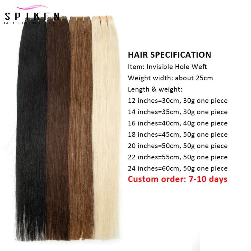 Spikfn คู่ฉีด PU หลุมผมต่อมนุษย์16 "20" 24 "Micro LOOP XO weft มัดผมตรง30-50g