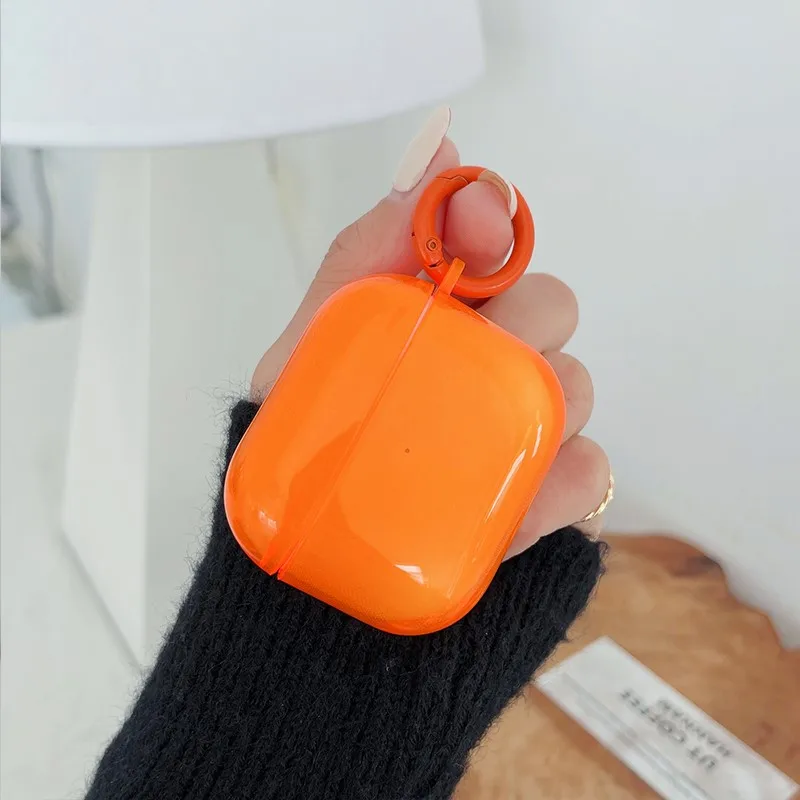 Funda fluorescente para auriculares de Color caramelo para Apple AirPods Pro 3 Air Pods 4 2 1 funda protectora transparente de TPU suave y transparente