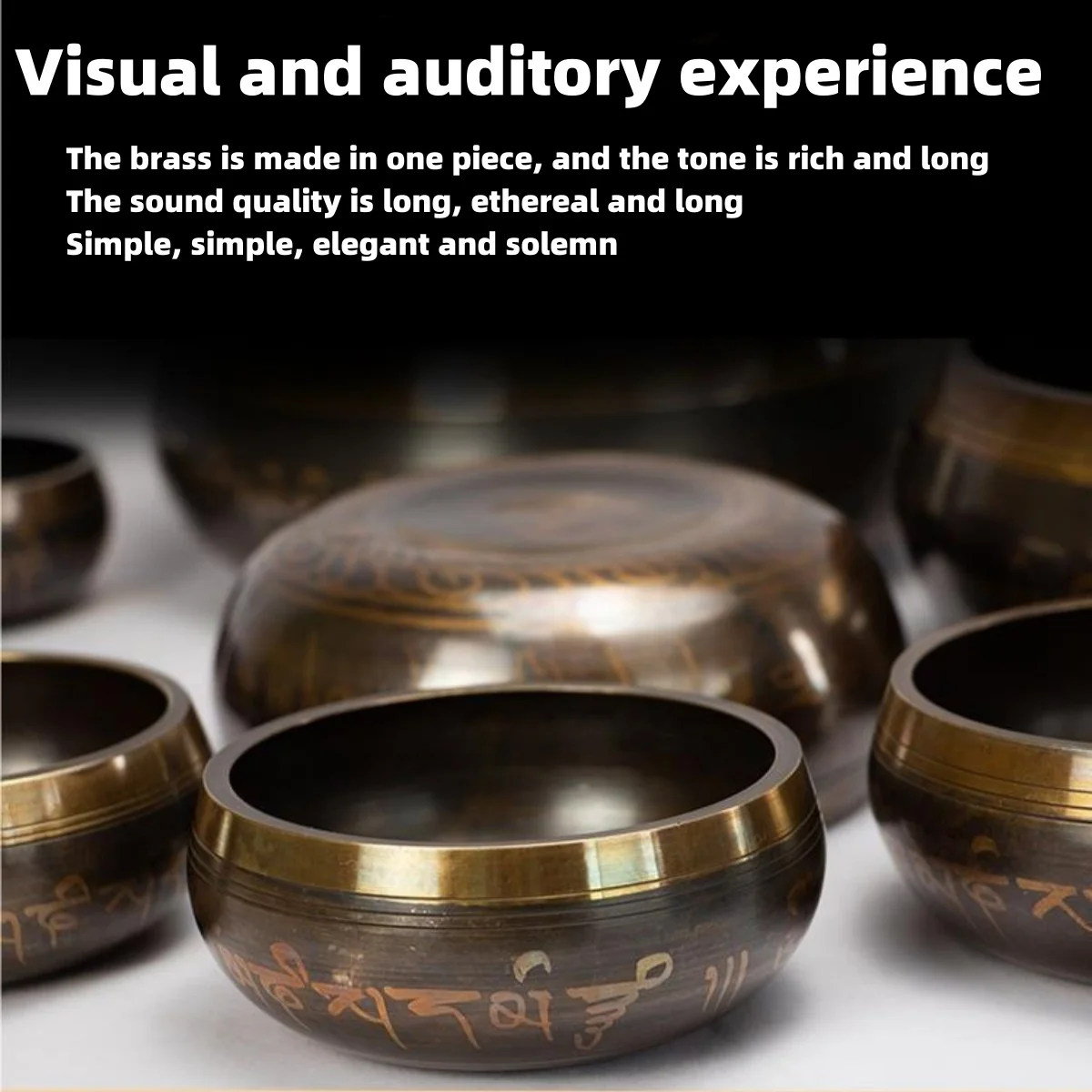 Tibetan Singing Bowl Set 8.5~20CM Size Optional Scripture Bowl Helpful for Meditation Yoga Relaxation Chakra Healing Prayer
