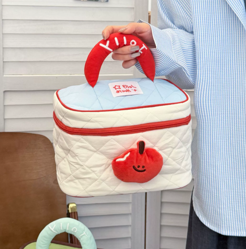 Bolsa cosmética portátil de grande capacidade com estampa de desenho animado Bolsa de pano