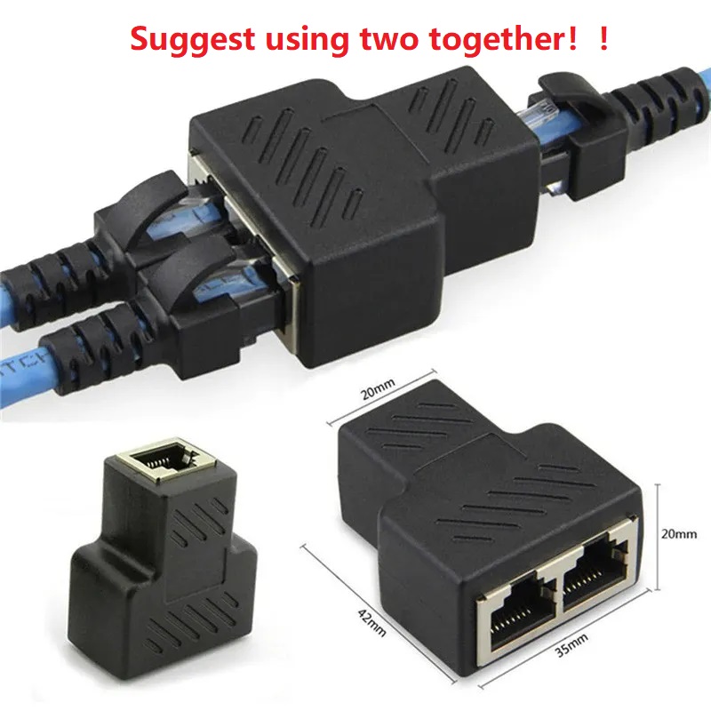 Złącze adaptera 8P8C sieciowy rozdzielacz RJ45 Ethernet 1-on-2 wtyczka ekspandera (proszę używać dwóch razem)