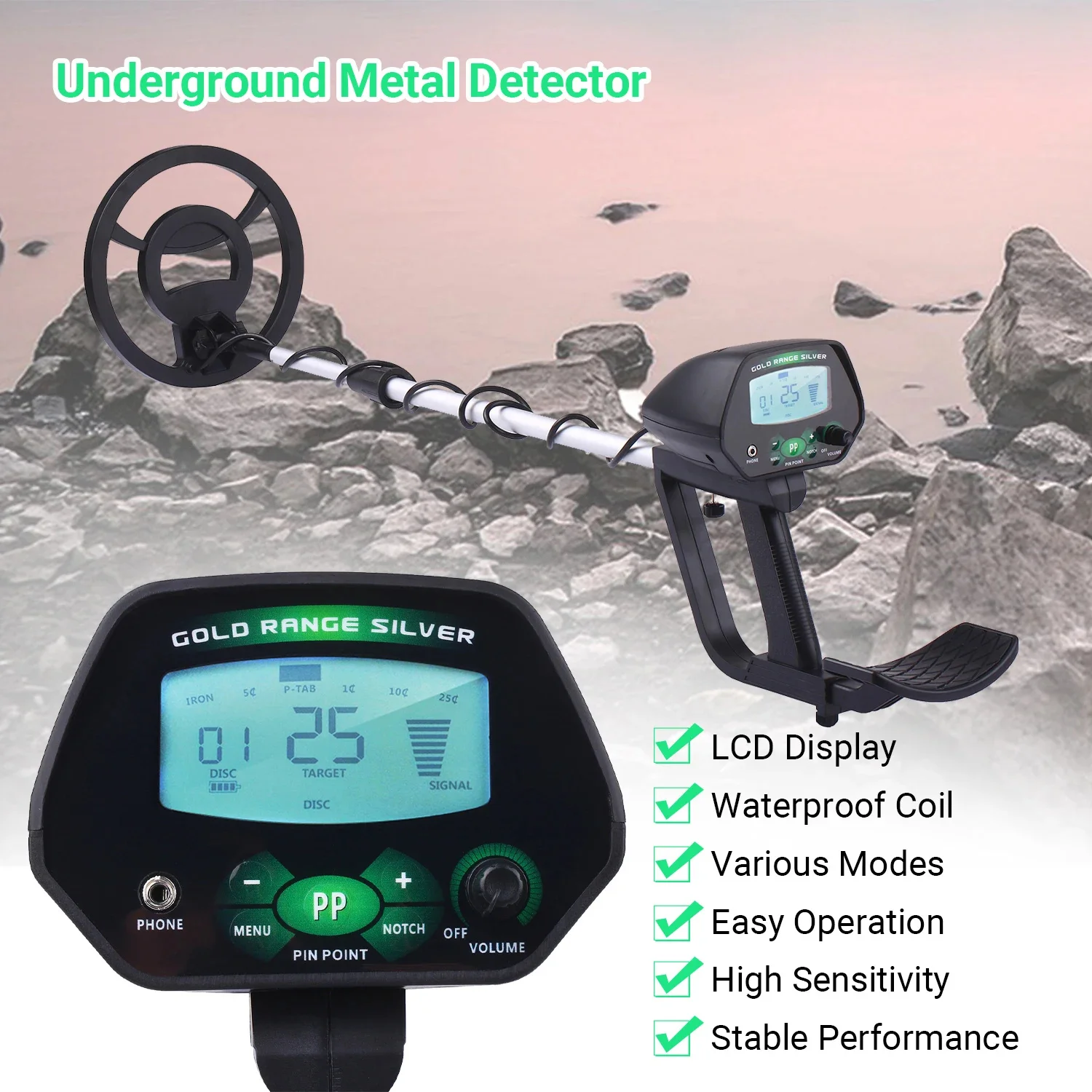 Md4090 Hoge Nauwkeurigheid Professionele Ondergrondse Metaaldetector Lcd Metaaldetector Met Geheugenfunctie Achtergrondverlichting Instelbaar