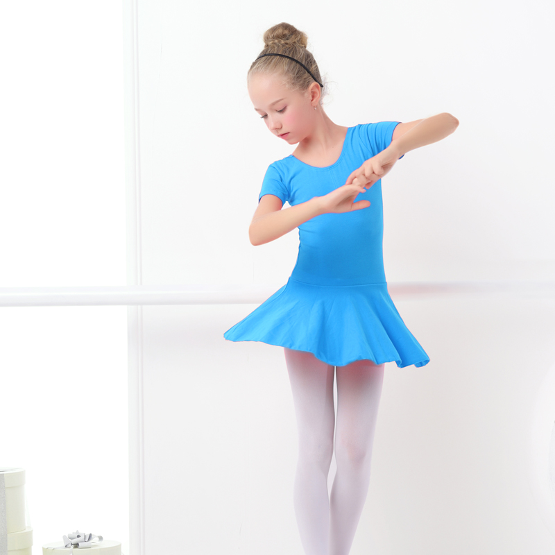 Robe de Ballet en coton pour fille, vêtement de danse Tutu à manches courtes