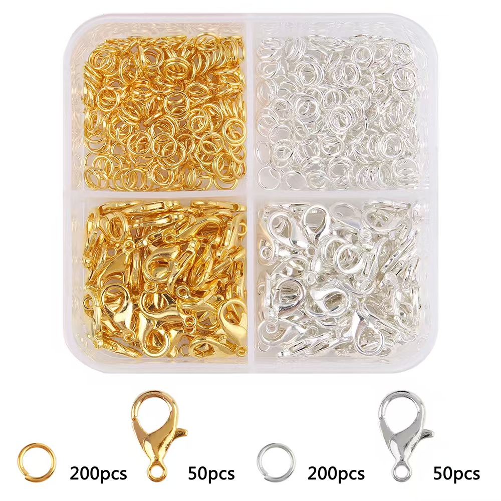 Caixa de ouro prata lagosta fecho aberto anéis de salto para fazer jóias pulseiras colares ganchos corrente fechamento diy acessórios