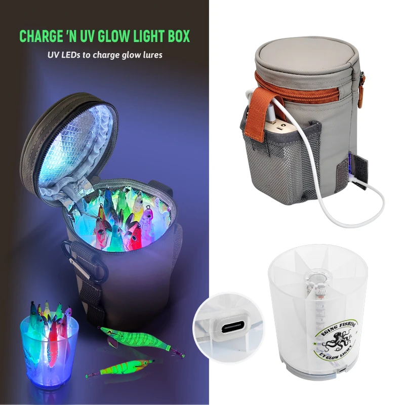 ใหม่ UV Squid Jig เติมแสง LED Accumulator สําหรับปลาหมึกล่ออุปกรณ์ตกปลาทะเลปลาหมึก Light Charger อุปกรณ์ตกปลา
