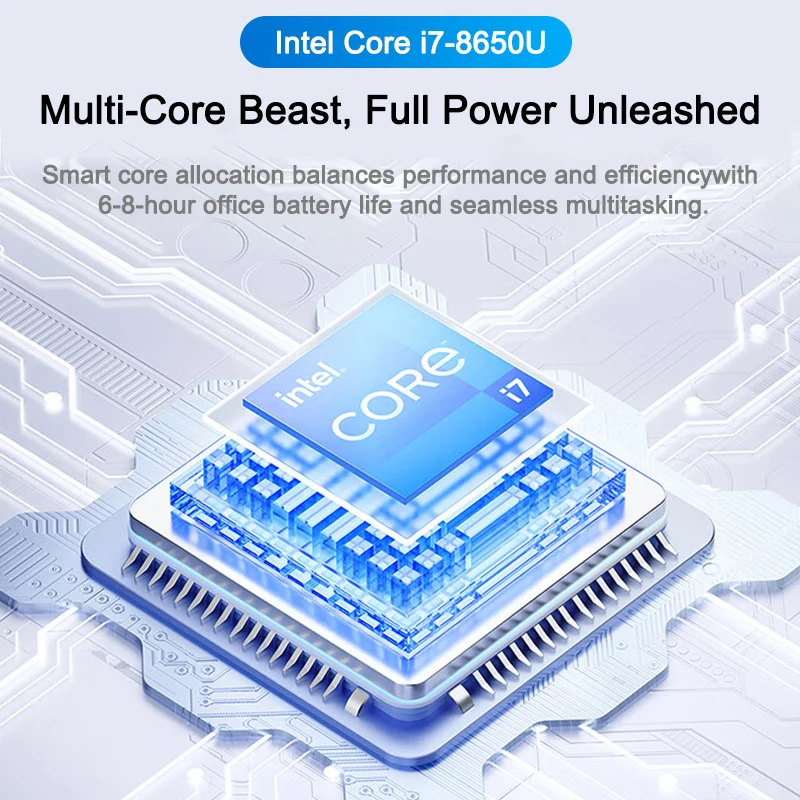 2026 New Core i7 8650U Windows 11 Pro Laptop 32GB RAM 2TB SSD for Gaming Office Studio High-Speed Notebook 5000mAh