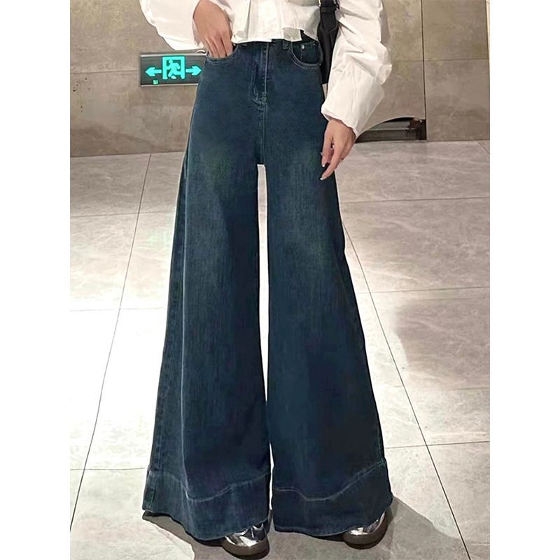 American Retro High-Waist Skinny Flare Pants Wide-Leg Long Jeans Damskie jesienne dżinsowe długie spodnie High Streetwear