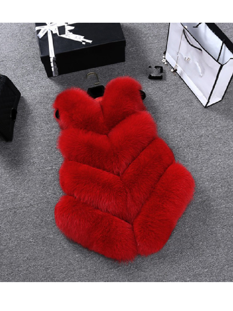 ZADORIN 新高級フェイクフォックスファーベスト女性毛皮のようなショートフェイクファーベストコート毛皮ジレ Fourrure 秋冬オーバーコート