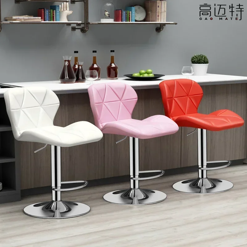 Tabourets de Bar en cuir PU, hauteur de comptoir, chaises hautes pivotantes réglables avec dossier, meubles noirs modernes