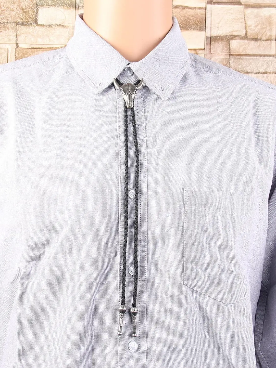 Verstellbare Stierkopf-Halskette mit fünf Sternen, Western-Cowboy-Bolo-Krawatte, Rodeo-Tanz-Krawatte, Kunstleder-Anhänger-Halskette