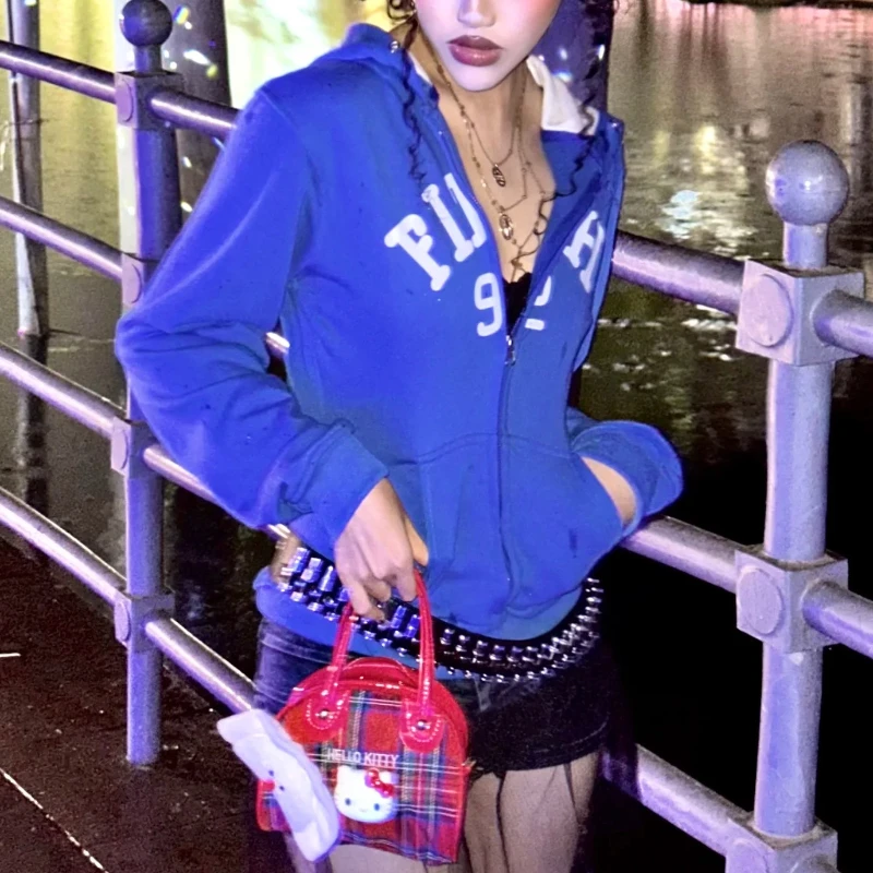 Chaqueta sudadera 2025 nuevo top casual suelto otoño e invierno gótico europeo americano retro ropa de calle chaqueta Y2K tendencia