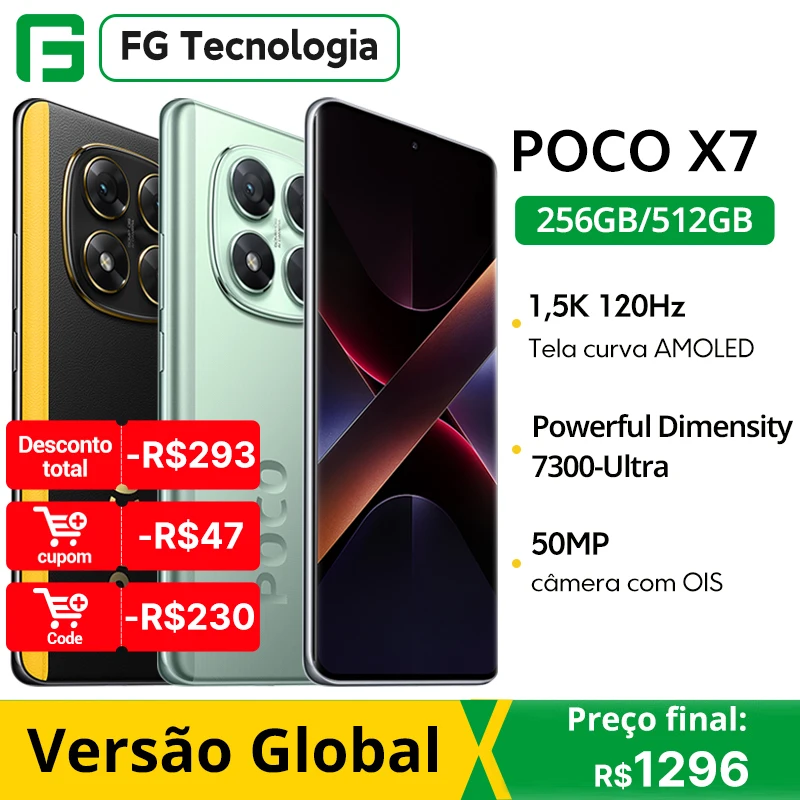 Smartphone POCO X7 versión Global teléfono móvil dimensión 7300-Ultra 6,67 "1,5 K pantalla curva 45W carga NFC IP68