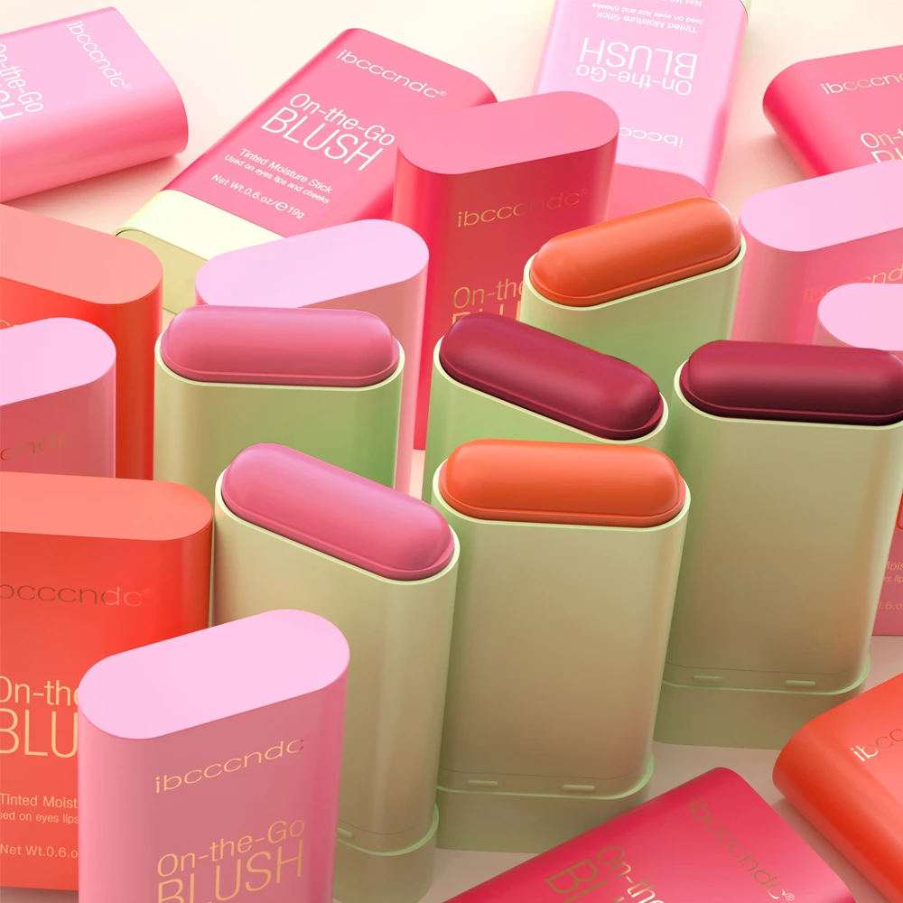PixiBlush productos de maquillaje, colorete rosa en barra, paleta coreana, palo mate de larga duración