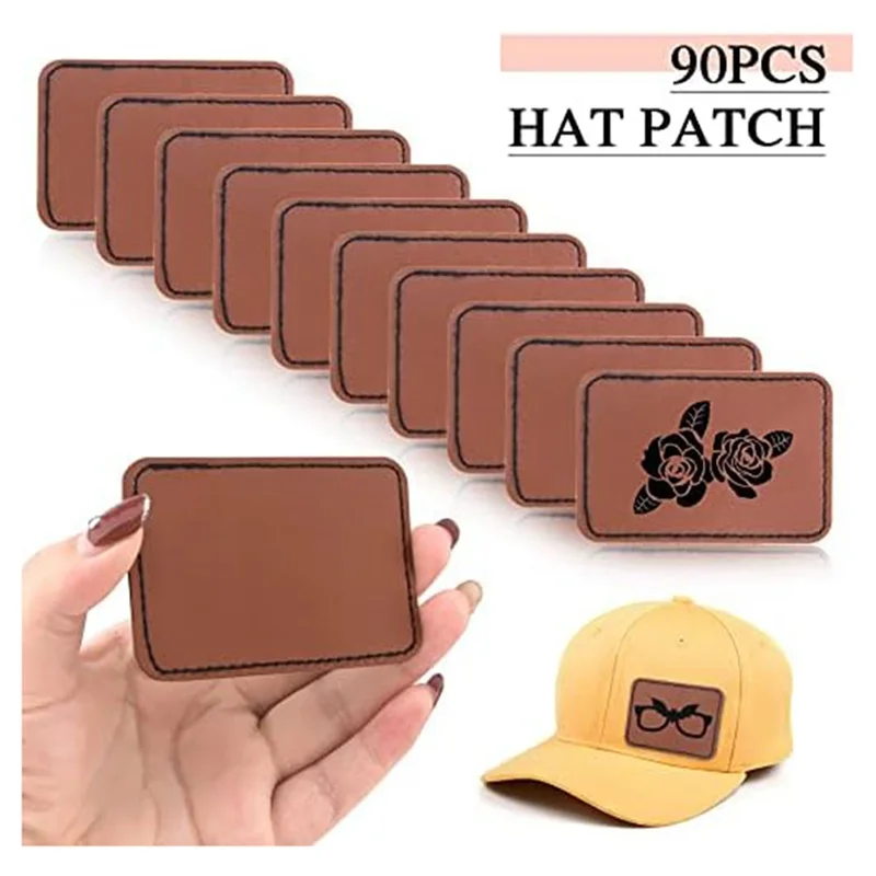 90Pcs Laser Engraving Blanks, Blank Leather Patch for Hat, Wear-Resistant, Not Easy To Fade