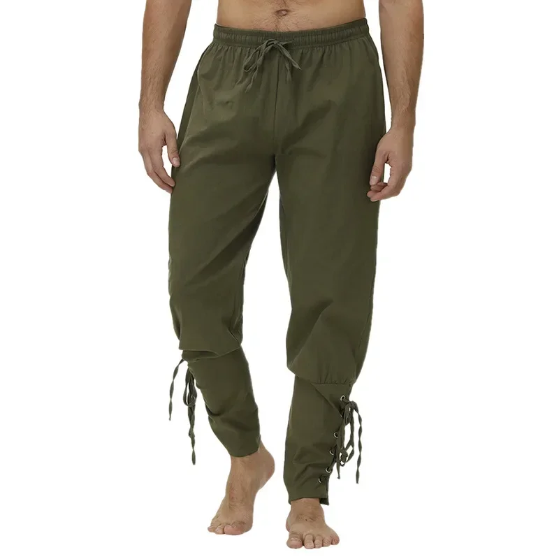 Kordelzug Piratenhose Wikinger Kostüm für Herren Renaissance Mittelalter Hose Halloween Kostüm Erwachsene Cosplay Trendy Streetwear