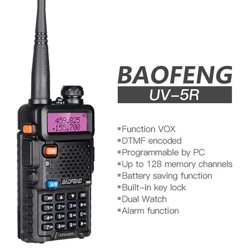 2pcs BAOFENG UV-5R 5W High Power Dual Band Two Way Radio Long Range Handheld Portable Walkies Talkies For Hunting