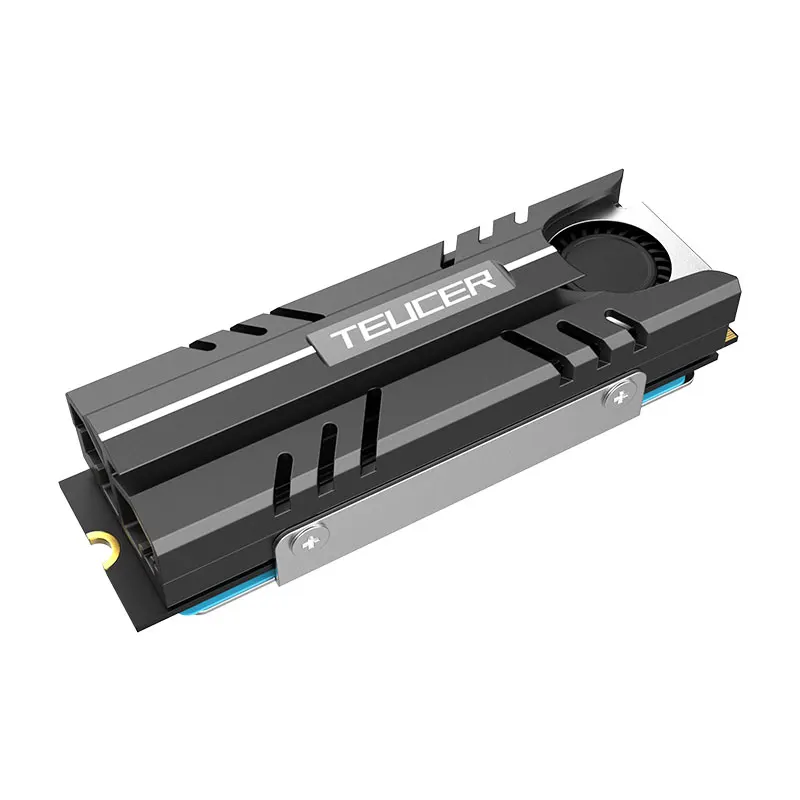 TEUCER M.2 SSD NVMe Heat Sink 2280 Solid State Disk Air Circulation Cooler Heatsink with Active Cooling Fan and Thermal Pad