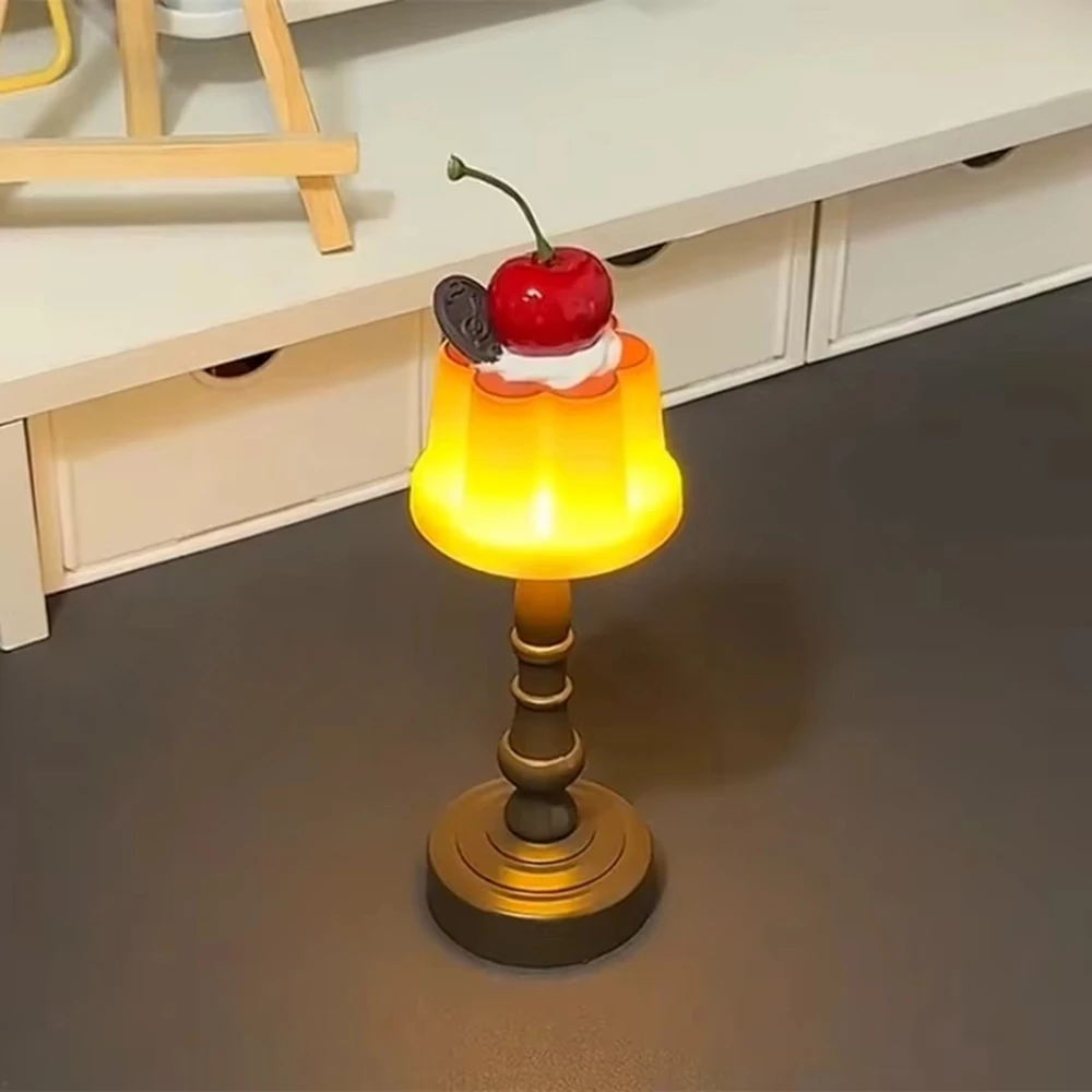 Kawaii Pudding Nachtlicht LED Schreibtischlampe Batteriebetriebene Schreibtisch Nachttisch Schlafzimmer Bar Zimmer Dekor Atmosphäre Schlaflicht Kind Geschenke
