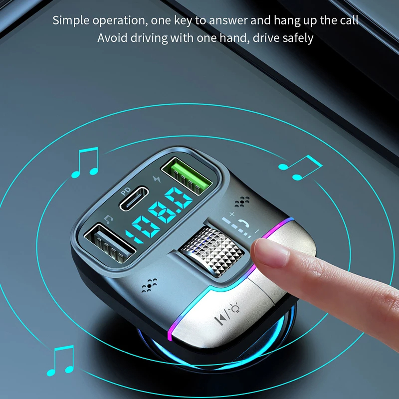 FM-передатчик Xiaomi Bluetooth 5,4, автомобильный AUX-радио модулятор громкой связи, MP3-плеер с адаптером быстрой зарядки, автоаксессуары