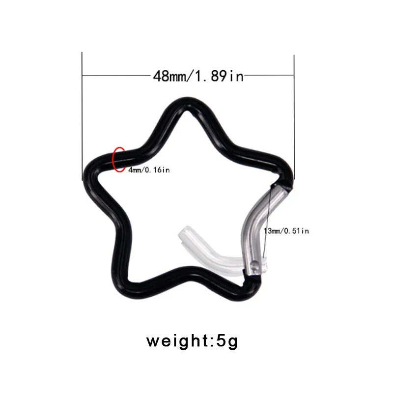 LLavero de hebilla de escalada de montaña de aleación de aluminio con forma de estrella Pentagonal, accesorios multifuncionales para hacer ganchos, 1 ud.