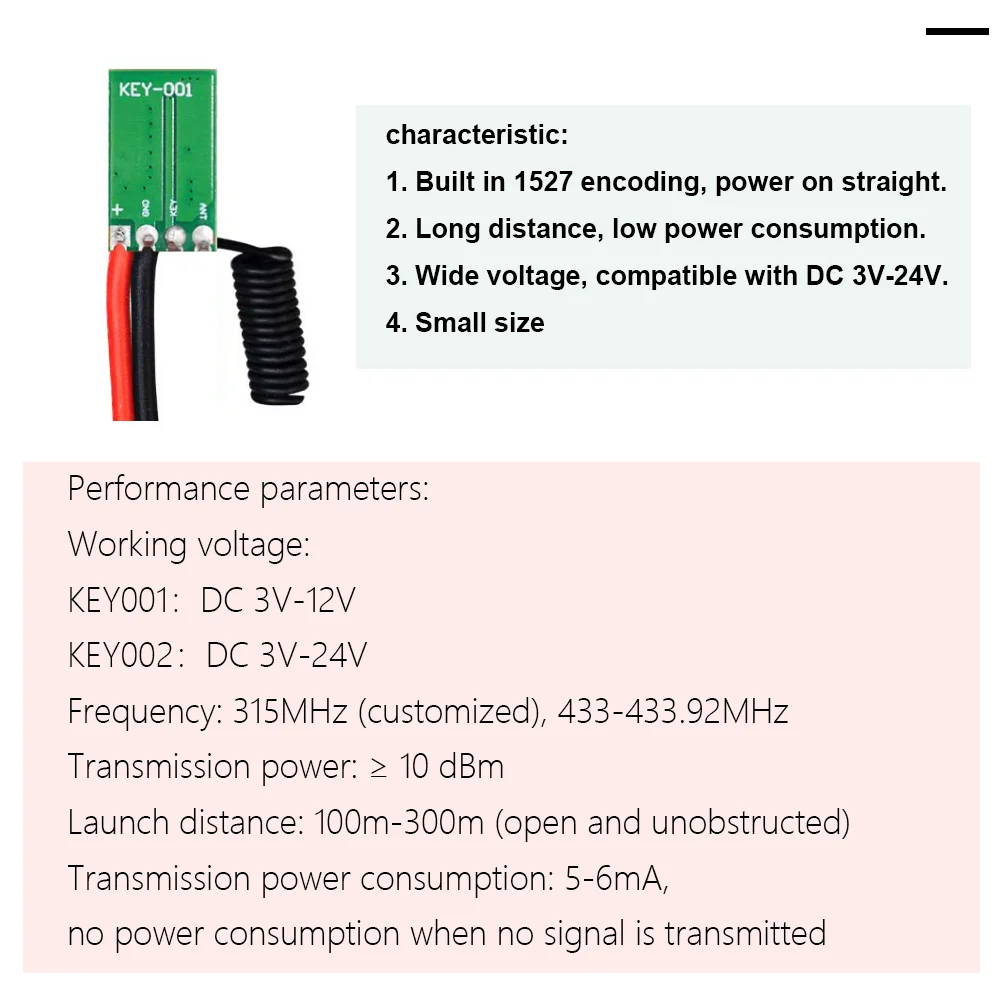 Módulo transmisor inalámbrico RF de 433Mhz Mini DC 12V 3V 5V 9V código de aprendizaje 433,92 MHz 1 salida CH para controles remotos codificación 1527