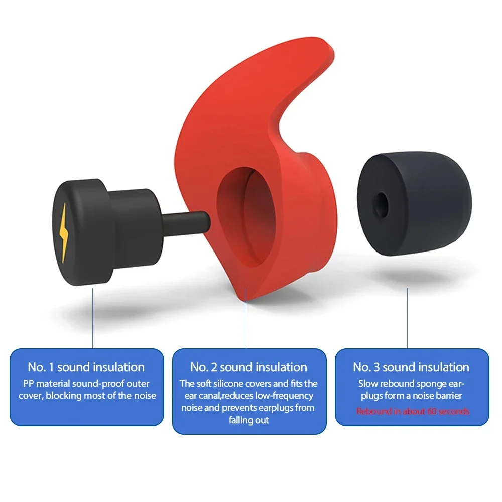 Clearance_6Pcs Three Layer Anti Noise Silicone Earplugs Anti-Noise Ear Plugs For Sleeping Soft Comfort Sleeping Ear Protector_Co