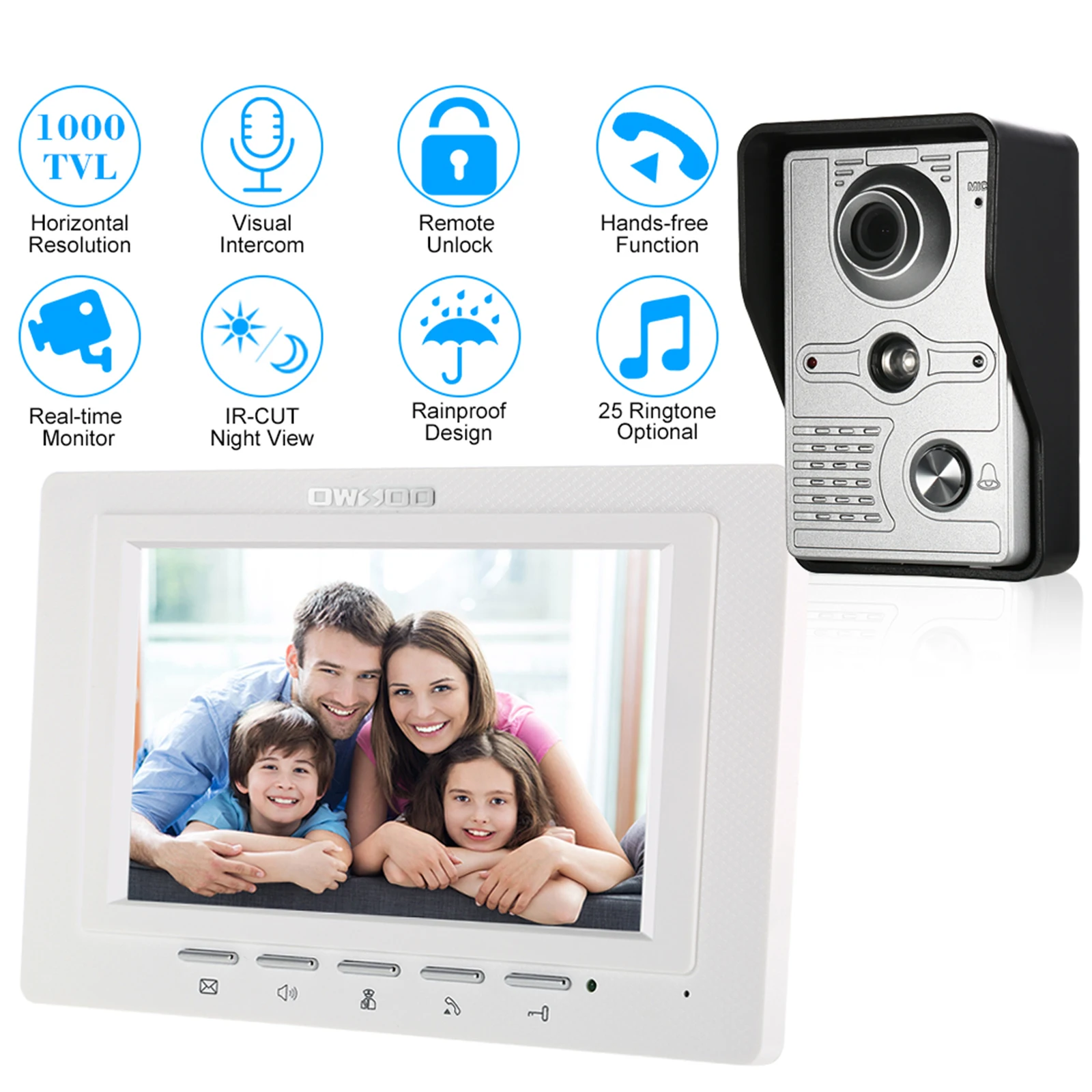 7 Zoll verdrahtete Video Türklingel Innen monitor IR-CUT Außen kamera visuelle Gegensprechanlage Zwei-Wege-Audio-Fernbedienung entsperren Video Tür Telefon