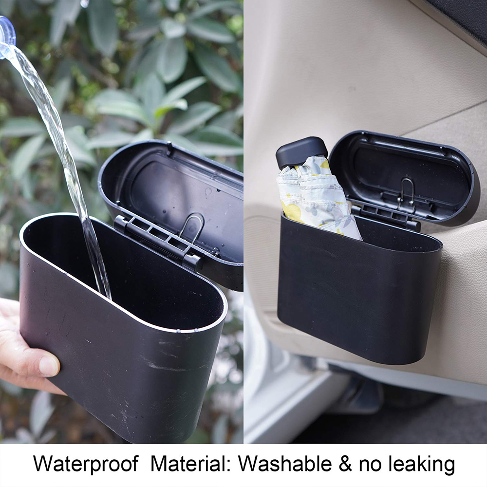Mini cubo de basura colgante portátil para coche, cubo de basura con tapa, para coche, oficina, hogar, accesorios de cubo de almacenamiento automático