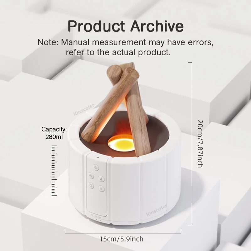 KINSCOTER จําลองเปลวไฟ Aroma Diffuser Bonfire Air Humidifier อัลตราโซนิก Cool Mist Maker Fogger LED โคมไฟน้ํามันหอมระเหย Difusor