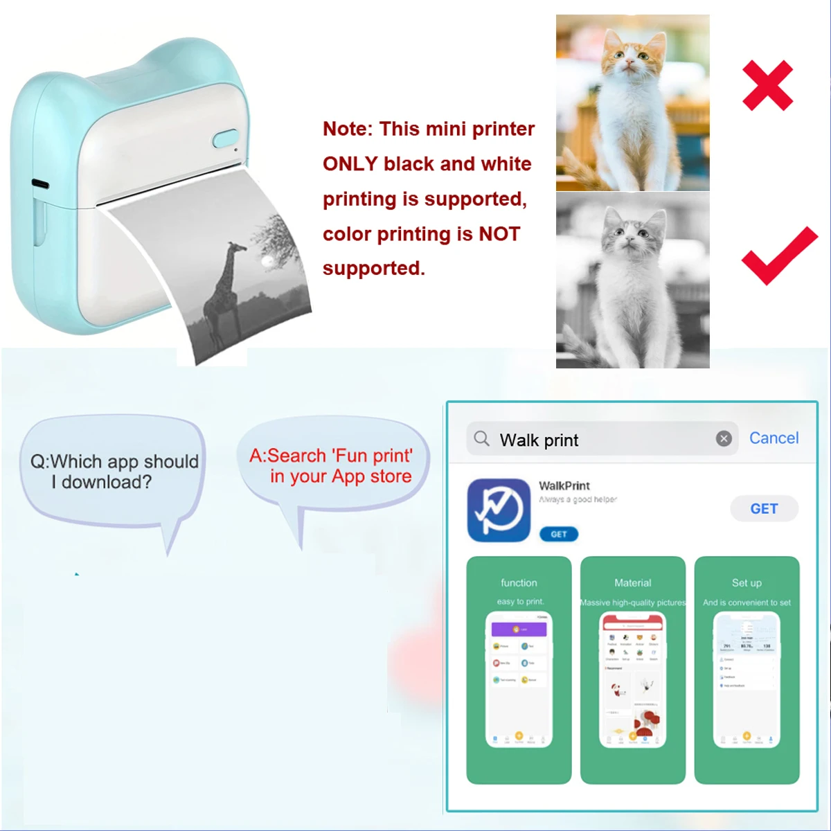 Tragbarer Mini drucker, Thermo taschen etiketten drucker, für Android-oder iOS-App, Tinten loser Aufkleber drucker, geeignet für Zuhause, Büro
