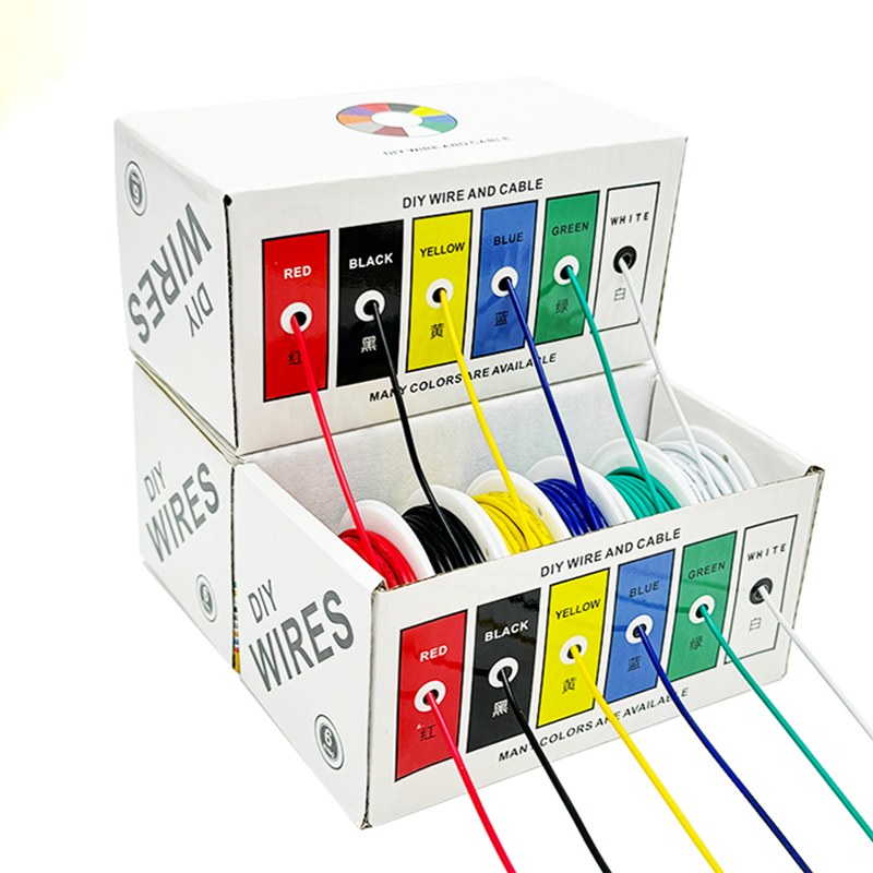 6 Colors Silicone Electrical Wire Insulation Tinned Copper Cable 16-30AWG Stranded Electrical Line Hookup Wire