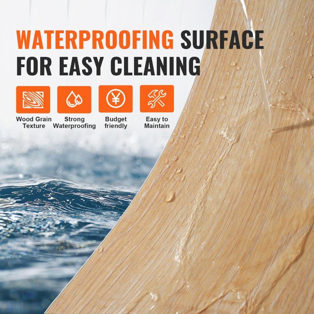 10 DIY Interlocking Vinyl Floor Tiles 1220x185mm - 5.5mm Thick Wood Grain Snap-Together Flooring for kitchen & Bathroom