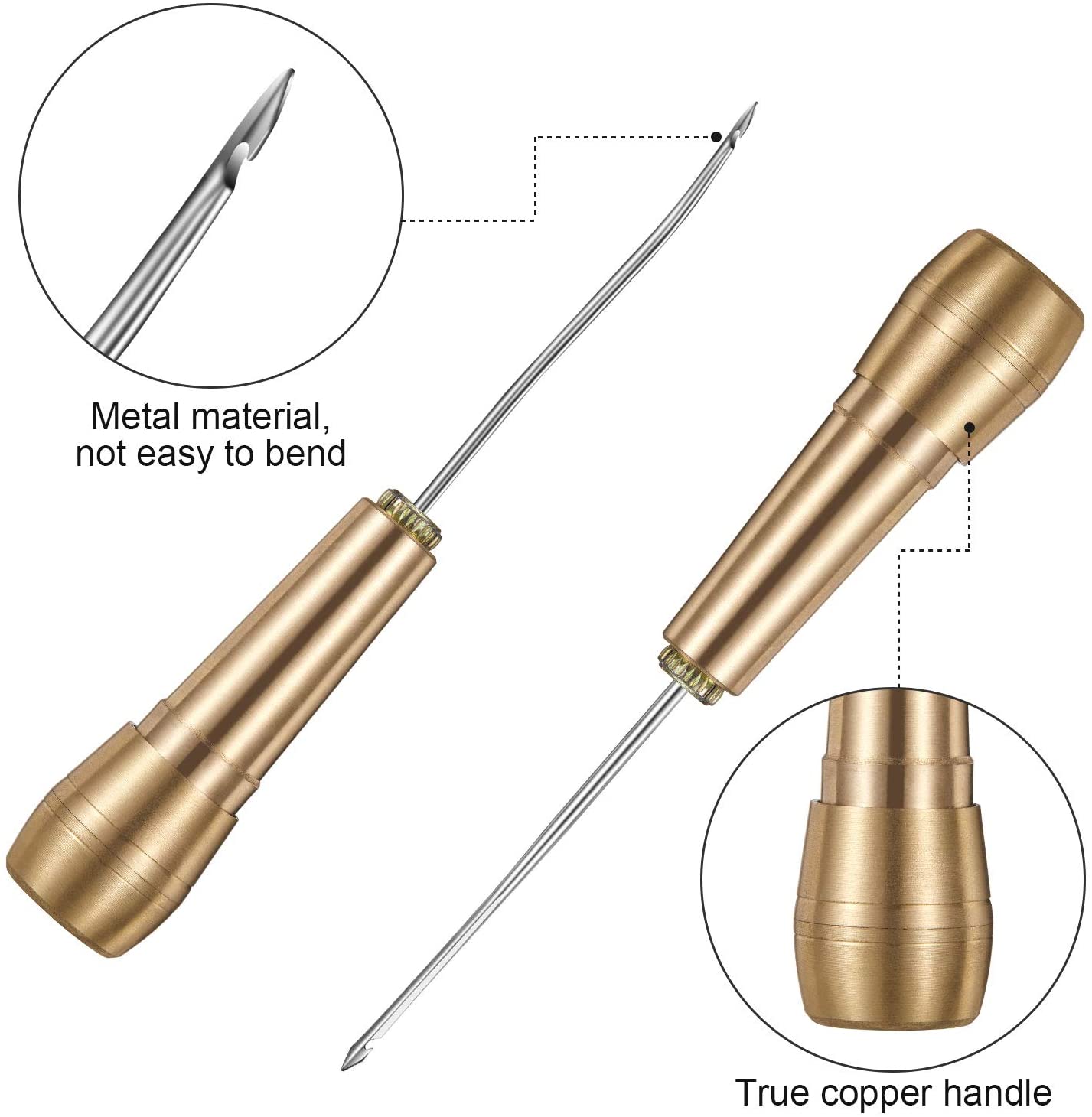 หนังเย็บชุด DIY หนังเย็บผ้า Awl เข็มทองแดงชุดจับหนังผ้าใบเต็นท์รองเท้าซ่อมเครื่องมือด้ายไนลอน