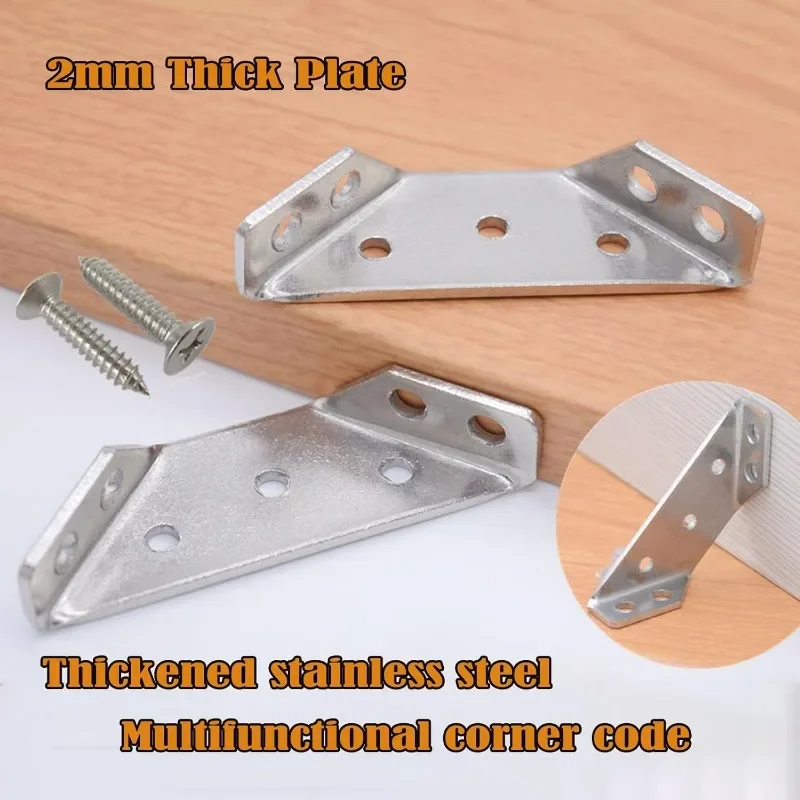 Universal Furniture Corner Connector Stainless Steel Corner Brackets for Cabinet Angle Shelf Support Fixed Brace Kits with Screw