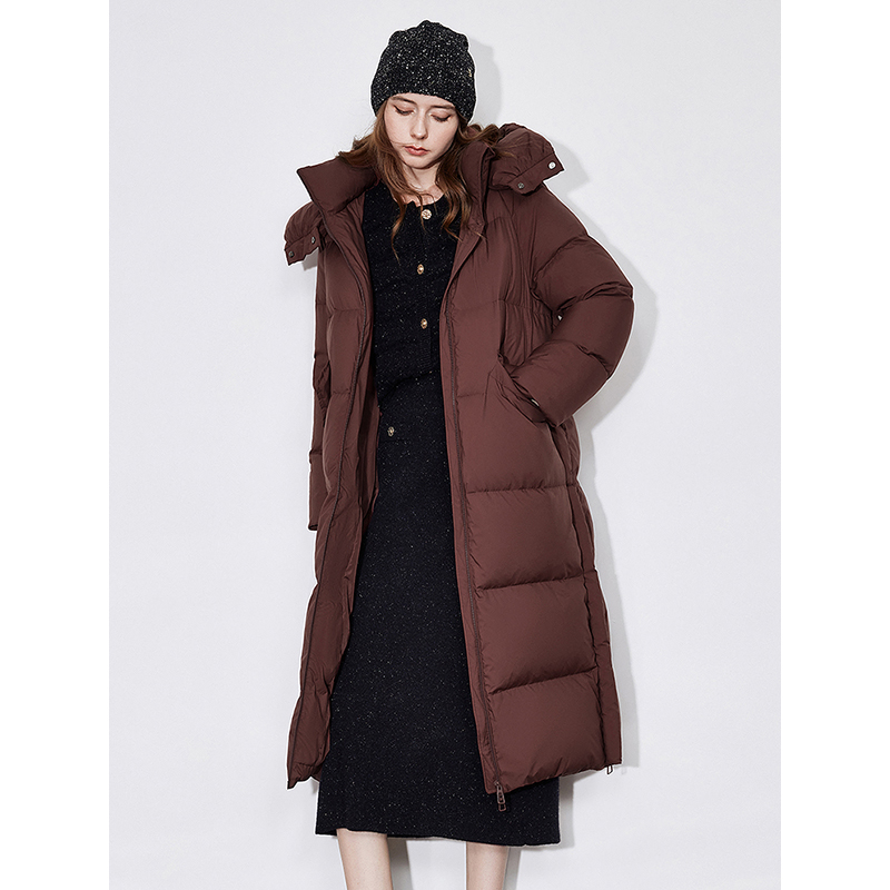 TOYOUTH ผู้หญิง 90% เป็ดสีขาวลงเสื้อ 2024 ฤดูหนาวใหม่ Ankora สีแดง Hooded เข่าความยาวหนาลงเสื้อ