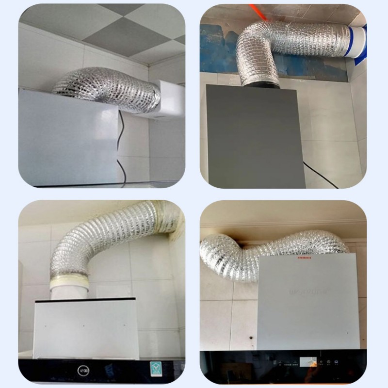 80/100/120/150/200 มม.เข้ารหัสอลูมิเนียมฟอยล์ระบายอากาศท่อปรับขนาดได้ควันหลอดห้องครัว Outlet ห้องน้ําไอเสียท่อพัดลม