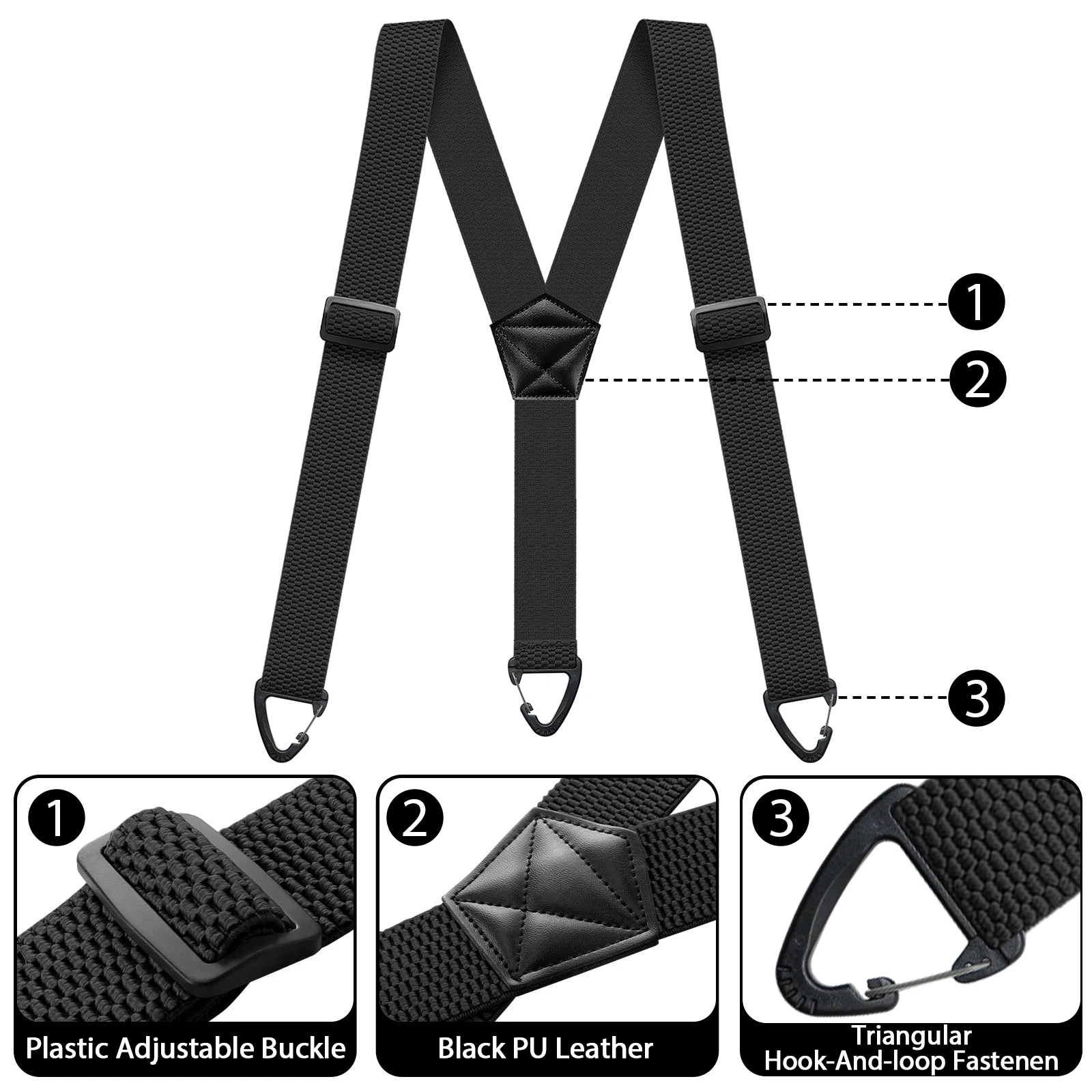 Hidden Suspenders for Men Heavy Duty Work Under Y Back Suspender Clothes 1.5 Inches with 3 Snap Loop