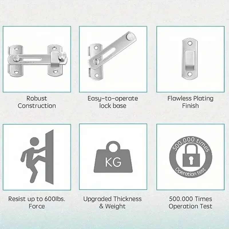 1 ชิ้นสแตนเลสสตีลบานเลื่อน Barn ประตูล็อคฮาร์ดแวร์ประตูสลัก, หน้าต่างตู้เสื้อผ้า, Matte Black Silvery