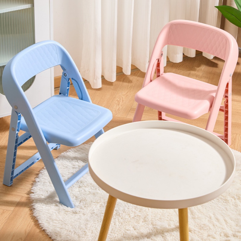 Silla con respaldo plegable para niños, taburete bajo de plástico para sala de estar, silla para el hogar, resistente, antideslizante y cómoda