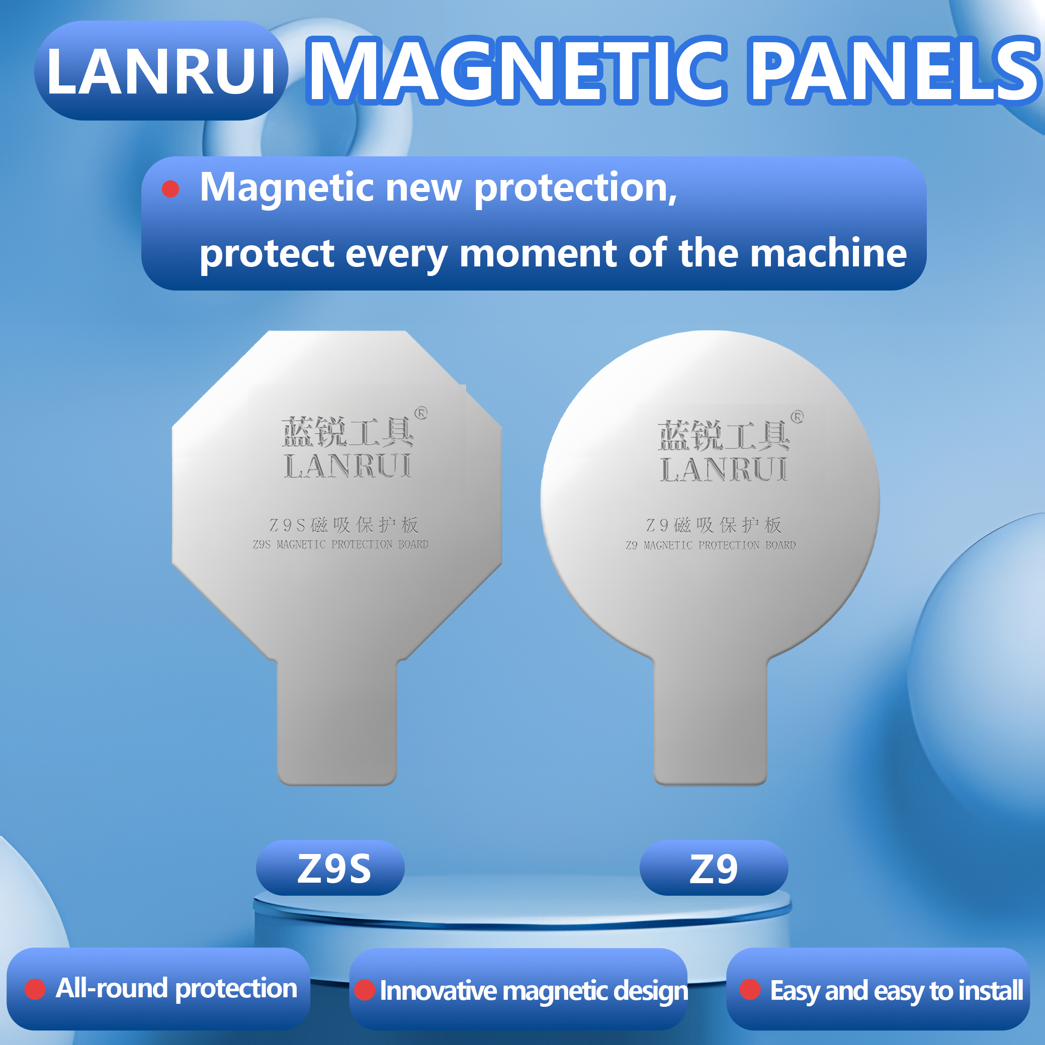 Lanrui z9/z9s Universelle magnetische Schutzplatte aus Glas für den Schutz der Serie IP11-17 für kabellose Lademagnete