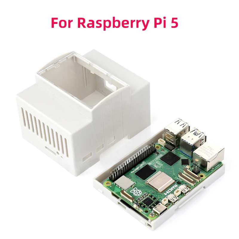 Raspberry Pi 5 4 3 ABS-Gehäuse, Elektrokasten, DIN-Schiene, modulares Gehäuse, optionaler Aluminium-Kühlkörper-Lüfter für Pi 4/3B+/3B