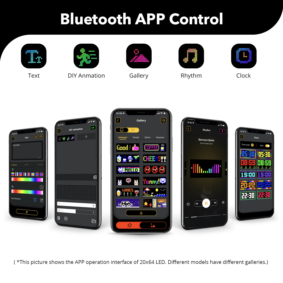 USB-LED-Bildschirmschild, scrollen, Werbelicht, Bluetooth, APP-Steuerung, Nachrichtenanzeige, Logo, Licht, individuelles Textmuster, 5 V