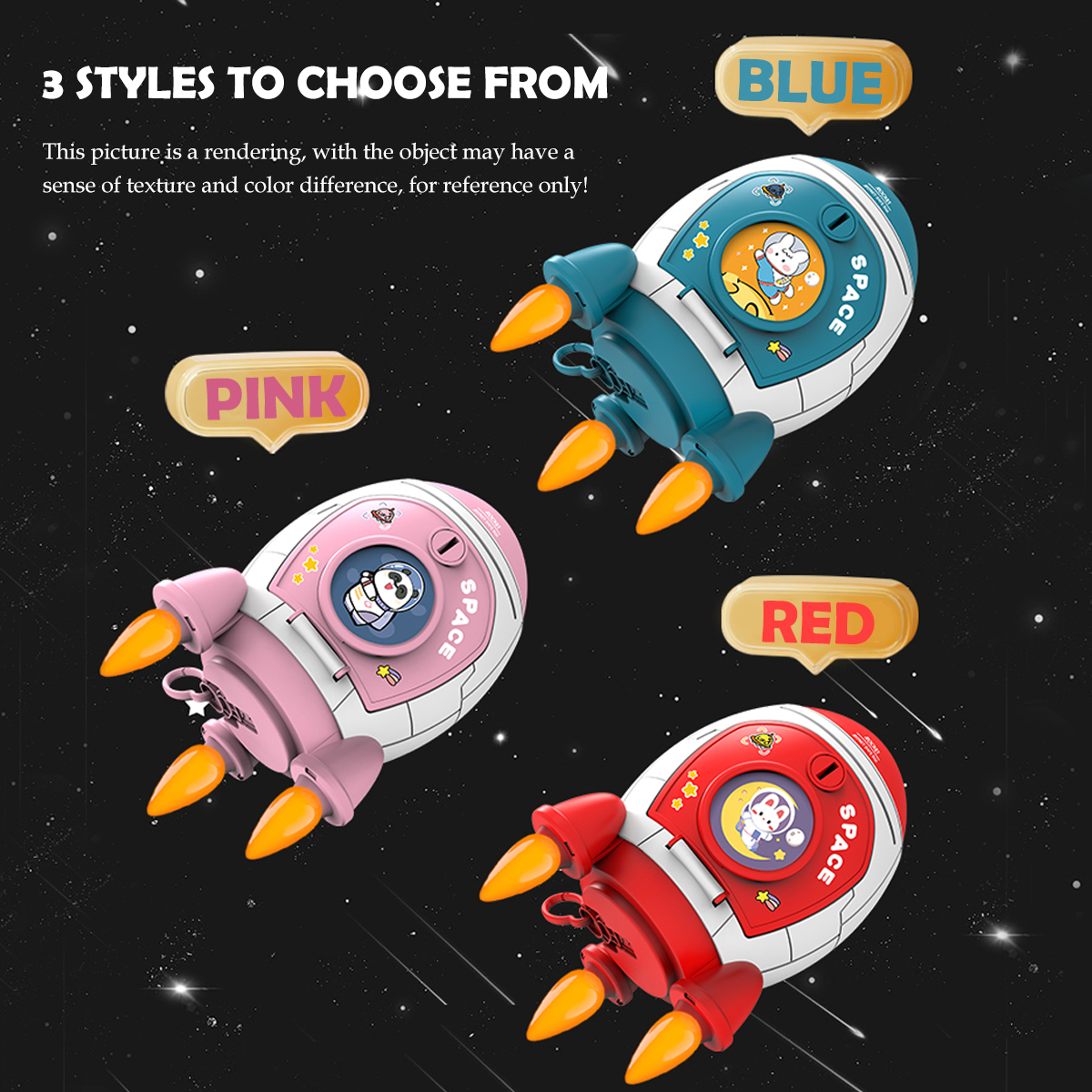 Piggy Bank Toys, Rocket Spacecraft Large Capacity Key Unlocking Puzzle Toy 3 Color could be Chosen, Gifts for 3+ Boys and Girls
