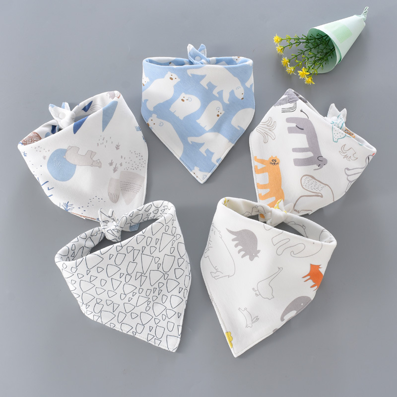 5 pçs/lote babadores do bebê algodão saliva toalha triângulo cachecol recém-nascido dupla camada panos de arroto bandana acessórios do bebê recém-nascido