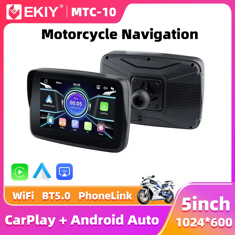 EKIY 5,0 Zoll Wireless CarPlay Moto Android Auto Tragbare Digitale Motorrad Dashboard GPS Navigation Display Screen Monitor