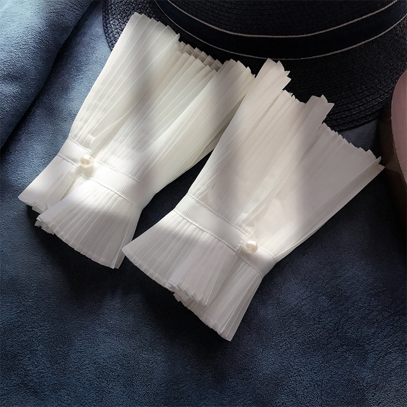 Gefälschte Manschette Hülse Frauen Weiß Weibliche Spitze Plissee Flare Hülsen Abnehmbare Falsche Manschetten Rüschen Armband Dekorative Zubehör