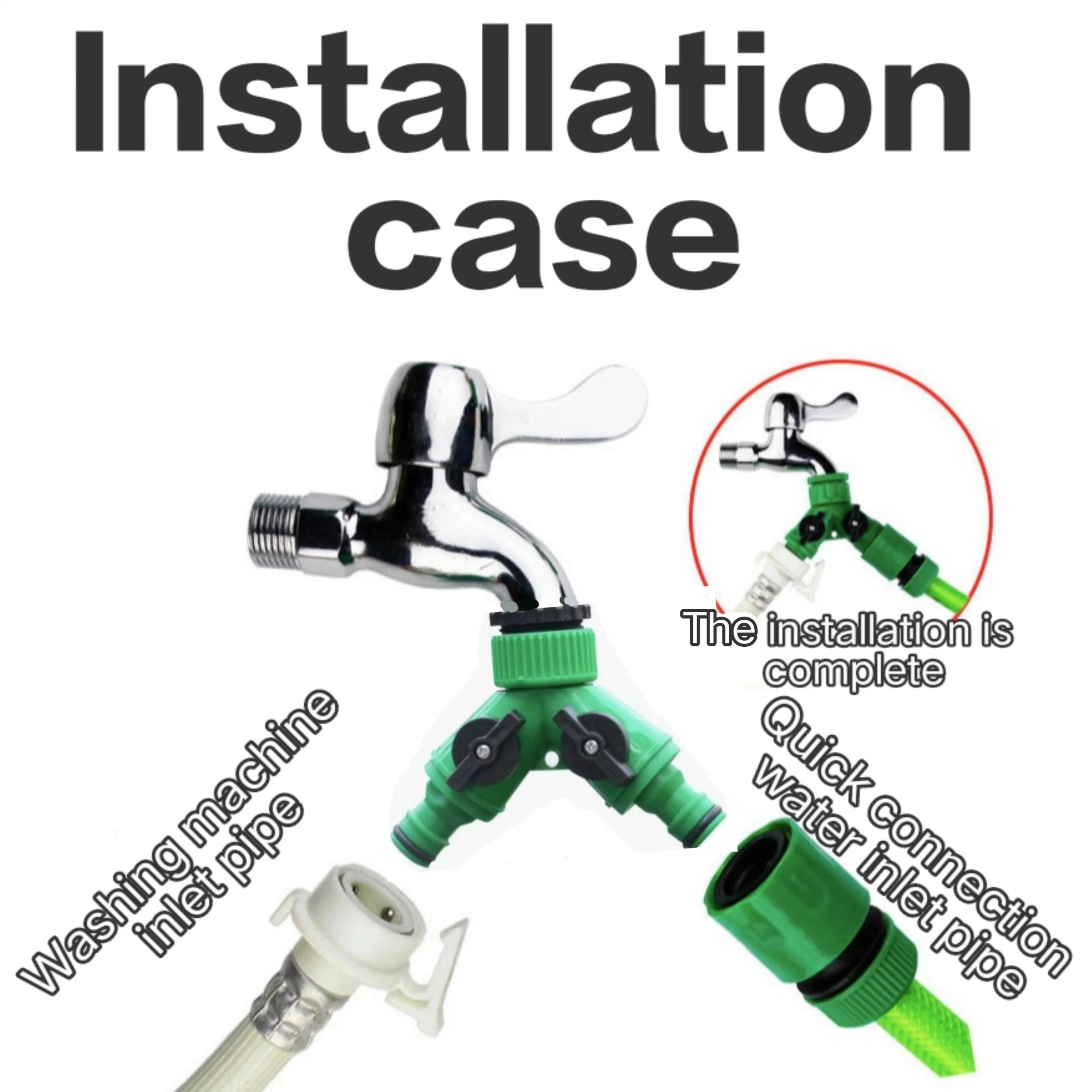 2-Wege-Wasserschlauch-Wasserhahn-Splitter mit Schnellanschluss und Y-Adapter für Garten-Wasserhähne – Dual-Purpose-Anschlüsse für den Gartengebrauch