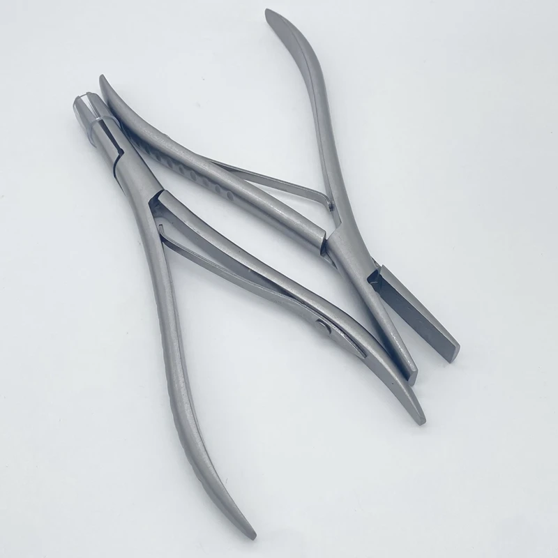 1 pc 7 polegada dentes planos prata braçadeira de aço inoxidável alicate extensão do cabelo com sulcos suaves ferramentas extensões cabelo queratina
