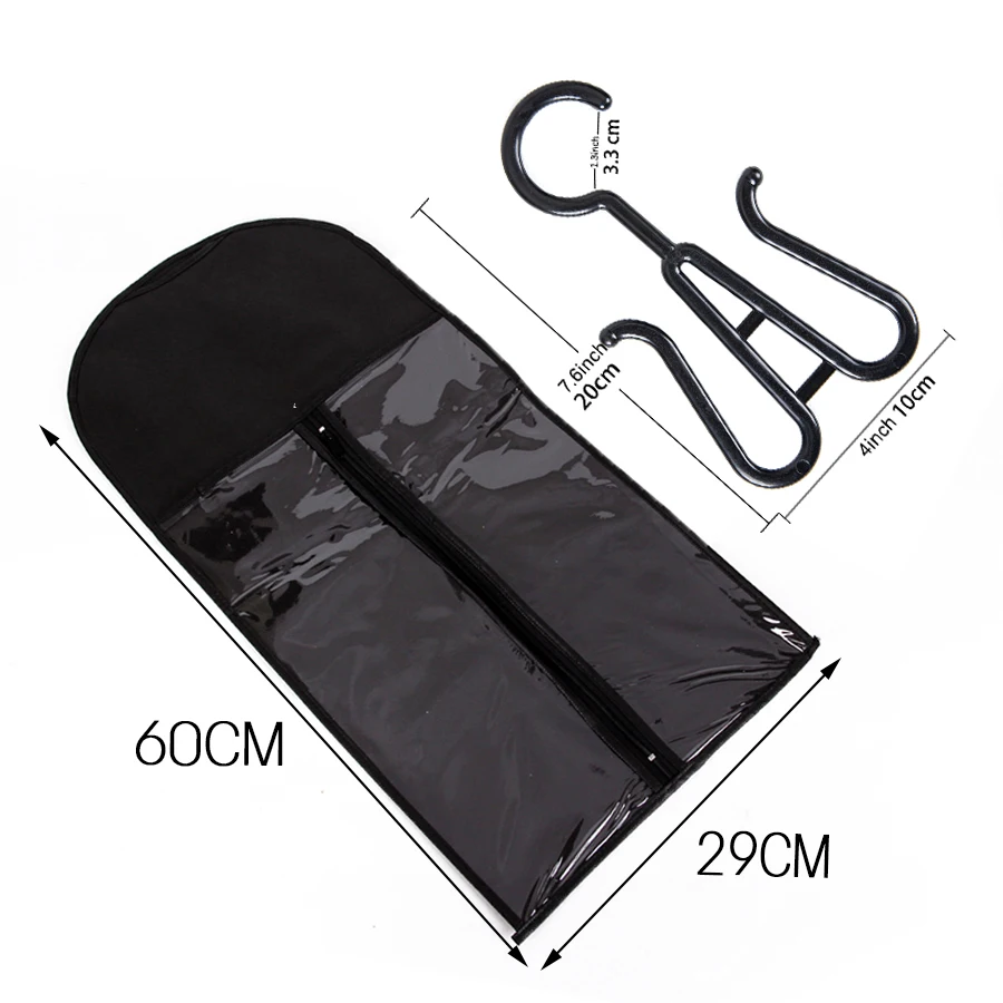 5/10 conjunto saco de armazenamento de peruca longa titular caso extensões de cabelo saco de armazenamento com cabide para peruca saco de armazenamento de extensão de cabelo com cabide