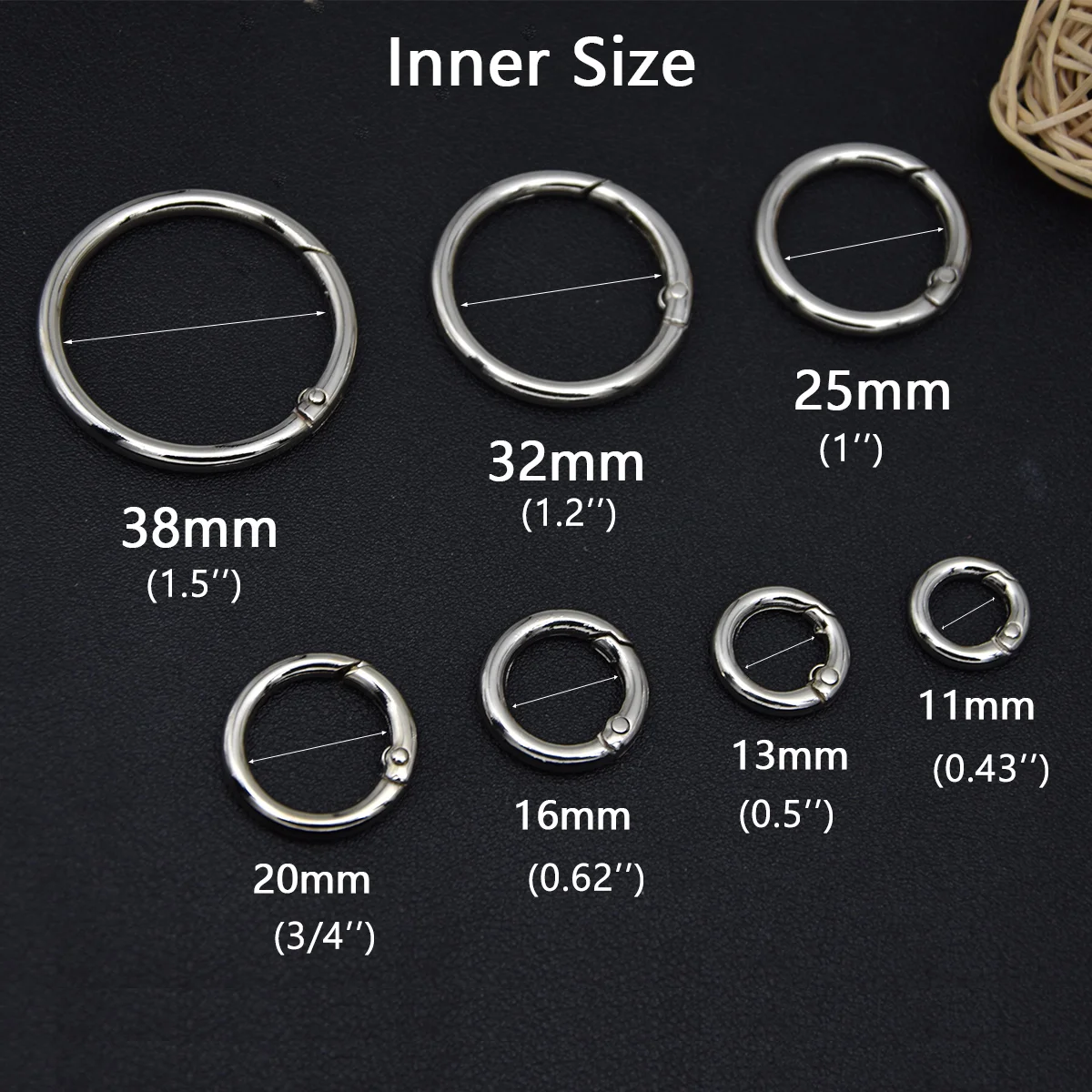 5 Stück Metall-O-Ring-Federverschlüsse für DIY-Schmuck, zu öffnende runde Karabiner-Schlüsselanhänger-Taschenklammern
